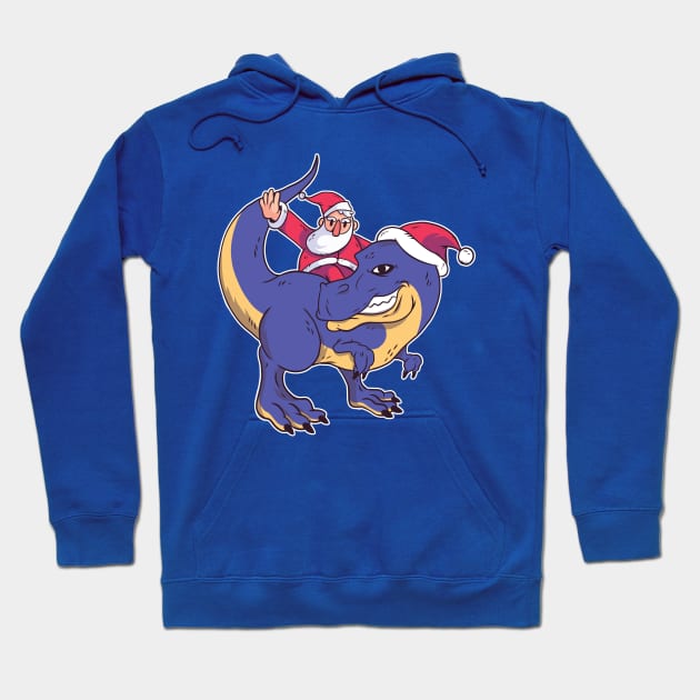 Santa Riding a Purple T-Rex Hoodie by rjzinger